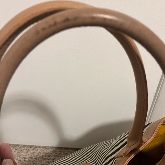 Tory Burch Navy and Ivory striped tote - good condition! - Picture 8 of 9